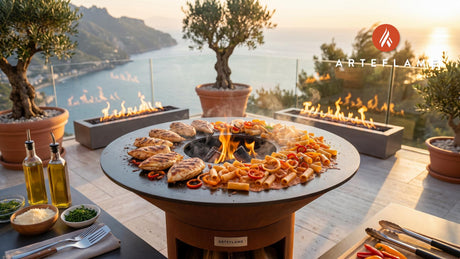 Grilled Chicken Riggies cooking on an Arteflame grill