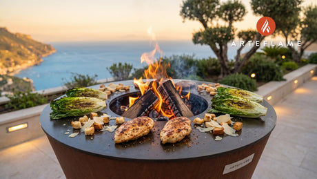 Grilled Chicken Caesar Salad cooking on an Arteflame grill