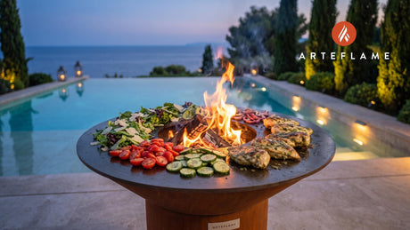 Grilled Pesto Chicken Salad cooking on an Arteflame grill