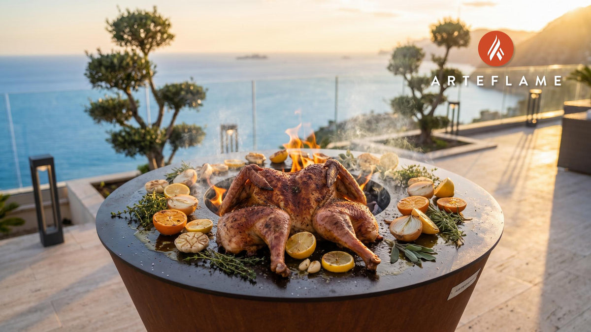 Spatchcock Thanksgiving Turkey cooking on an Arteflame grill