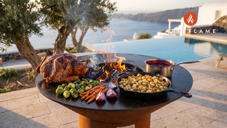 Wood-Fired Thanksgiving Feast cooking on an Arteflame grill
