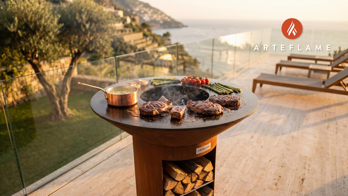 Grilled Steak with Bearnaise cooking on an Arteflame grill