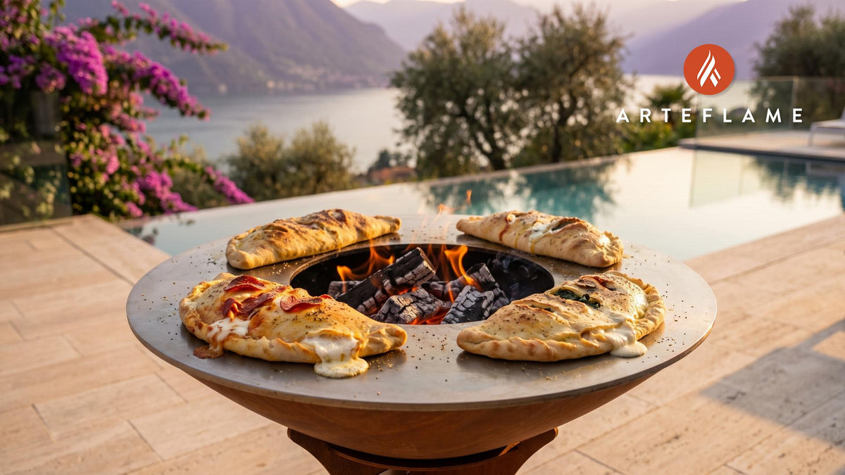 Grilled Calzones cooking on an Arteflame grill
