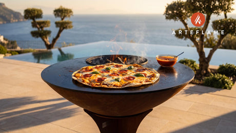 Grilled Cheese Pizza cooking on an Arteflame grill