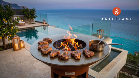 Seared Lamb Chops with Rosemary Gravy cooking on an Arteflame grill