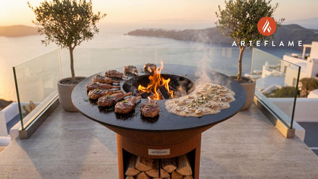 Juicy Grilled Lamb Chops with Mushroom Sauce cooking on an Arteflame grill