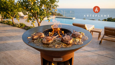 Smothered Pork Chops cooking on an Arteflame grill