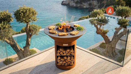 Pork Milanese cooking on an Arteflame grill