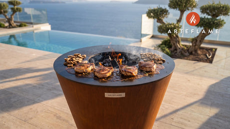 Seared Pork Marsala with Mushrooms cooking on an Arteflame grill