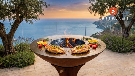 Wood-Fired Chicken Paillard cooking on an Arteflame grill