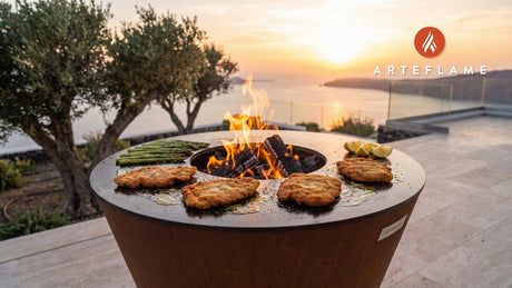 Veal Milanese cooking on an Arteflame grill