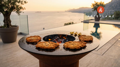 Crispy Schnitzel cooking on an Arteflame grill