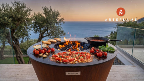 Wood-Fired Tomato Sauce cooking on an Arteflame grill
