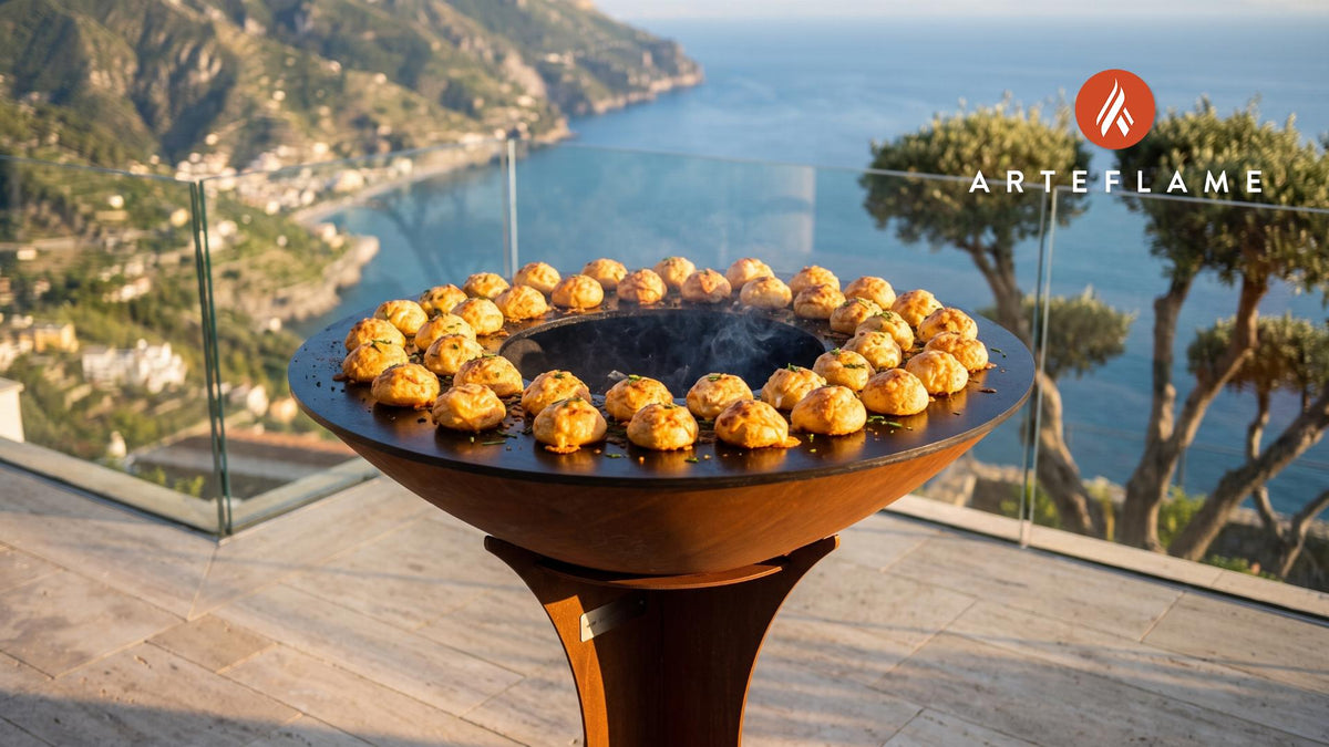 Cheddar Cheese Puffs cooking on an Arteflame grill