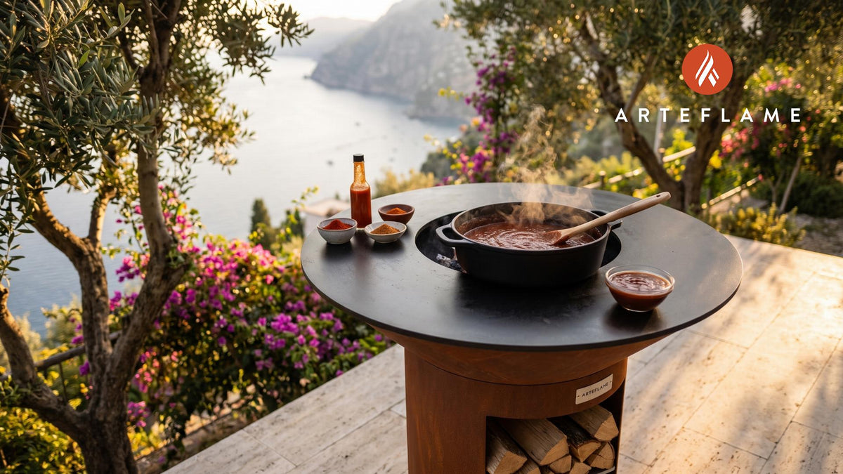 Hot & Spicy Barbecue Sauce cooking on an Arteflame grill