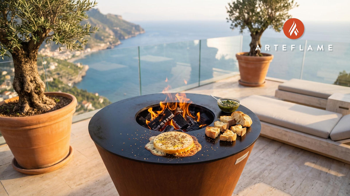 Grilled Provoleta cooking on an Arteflame grill