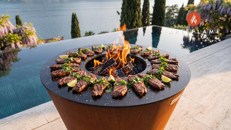 Wood-Fired Grilled Beef cooking on an Arteflame grill