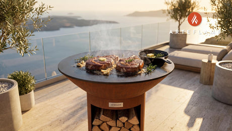 Sous Vide Steak cooking on an Arteflame grill