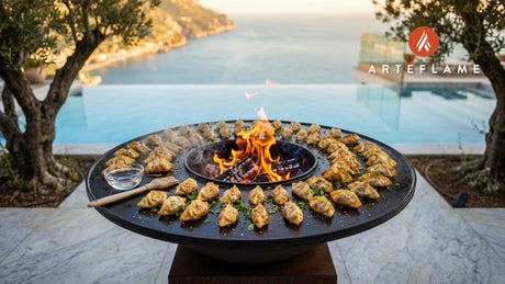 Crispy Grilled Wontons cooking on an Arteflame grill