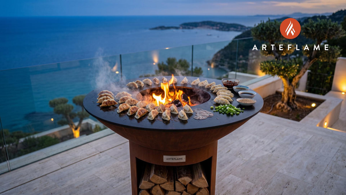 Grilled Dumplings cooking on an Arteflame grill