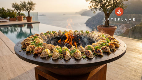 Grilled Dim Sum cooking on an Arteflame grill