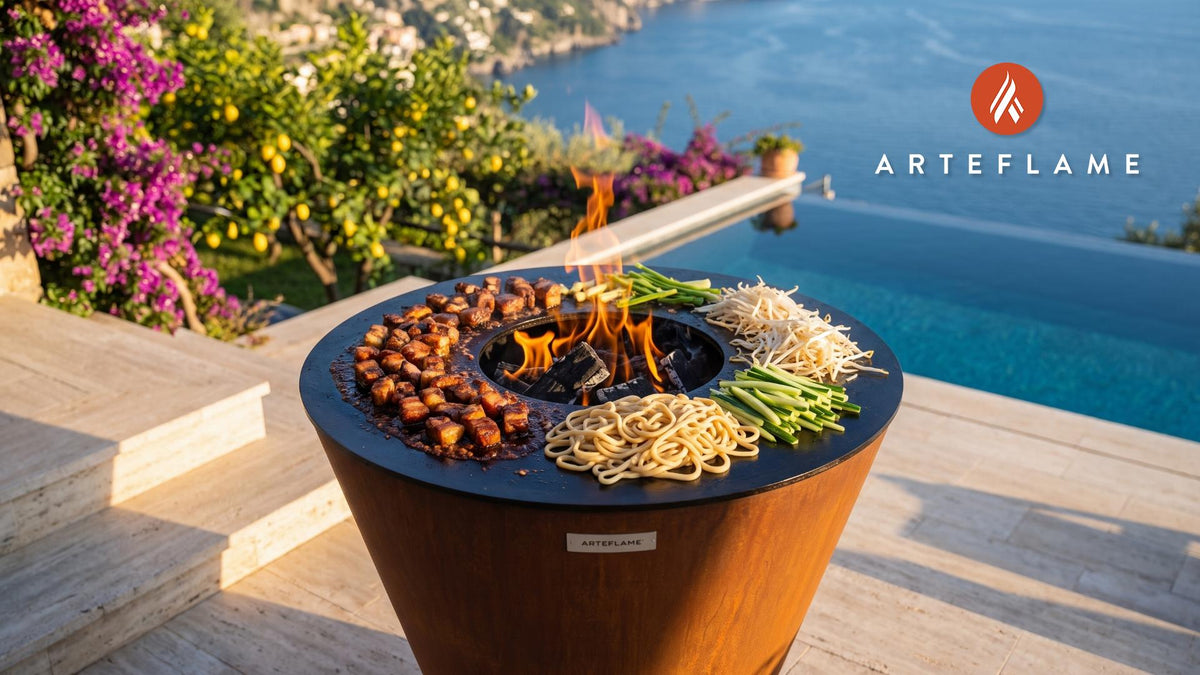Zhajiangmian cooking on an Arteflame grill