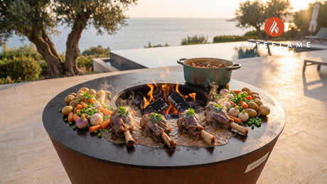Lamb Shank Navarin cooking on an Arteflame grill