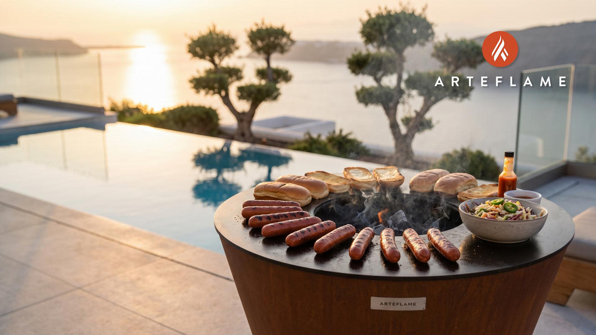 Juicy BBQ Hot Dogs & Spicy Slaw cooking on an Arteflame grill
