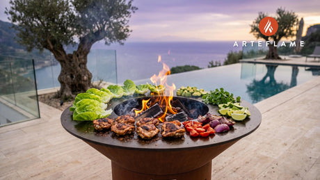Spice Rubbed Chicken Lettuce Wraps (Wood-Fired) cooking on an Arteflame grill