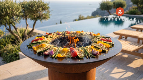 Grilled Vegetable Couscous cooking on an Arteflame grill