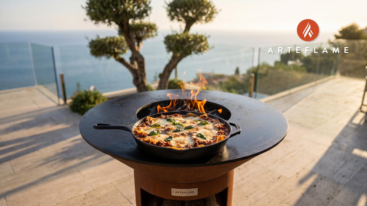 Grilled Lasagna cooking on an Arteflame grill