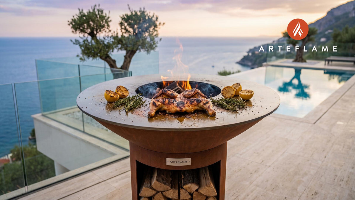 Spatchcock Chicken cooking on an Arteflame grill
