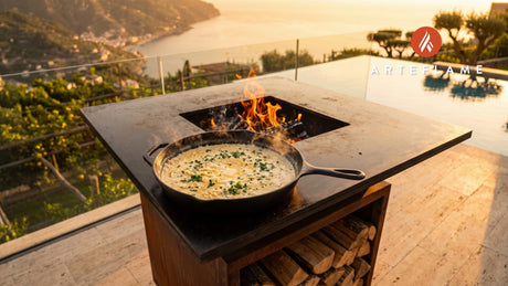 Creamy Alfredo Sauce cooking on an Arteflame grill