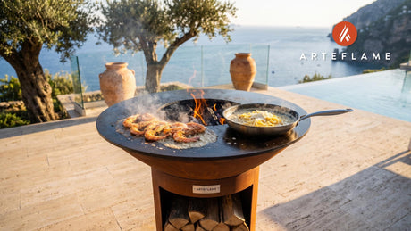 Seared Shrimp Truffle Alfredo cooking on an Arteflame grill