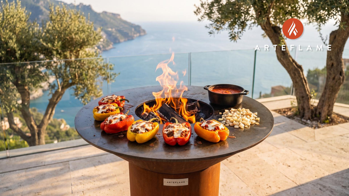 Grilled Stuffed Peppers cooking on an Arteflame grill