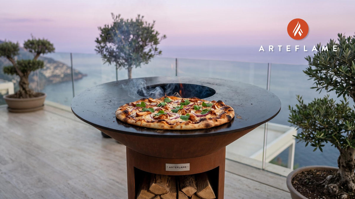 BBQ Chicken Pizza cooking on an Arteflame grill