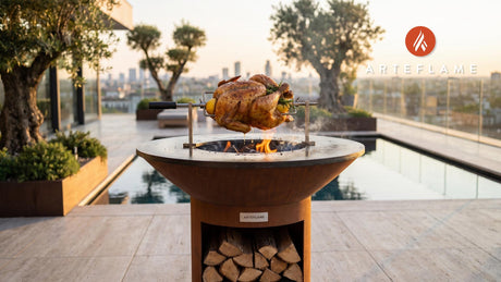 Rotisserie Chicken cooking on an Arteflame grill