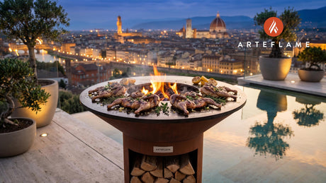 Butterflied Grilled Quail with Herbs (French Style) cooking on an Arteflame grill