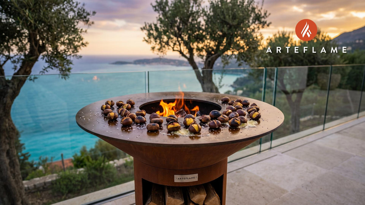 Grilled Chestnuts with Sea Salt (French Style) cooking on an Arteflame grill