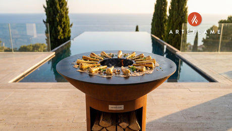 Grilled Parsnips & Hazelnut Butter (French Style) cooking on an Arteflame grill