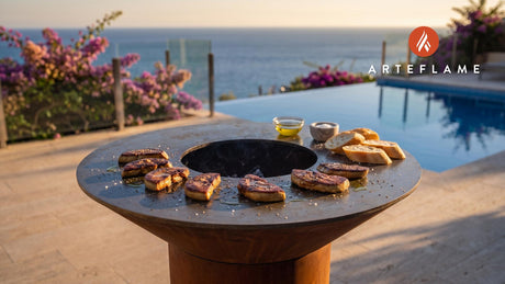 Seared Duck Liver with Truffle Oil (French Style) cooking on an Arteflame grill