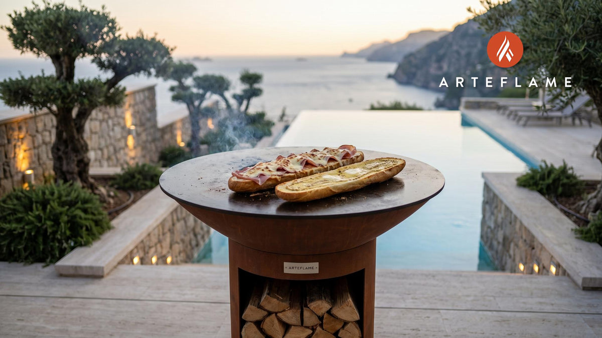 Grilled Ham and Cheese Sandwich (French Style) cooking on an Arteflame grill