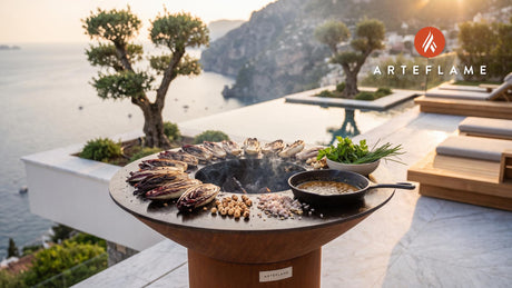 Charred Chicory with Hazelnut Vinaigrette (French Style) cooking on an Arteflame grill