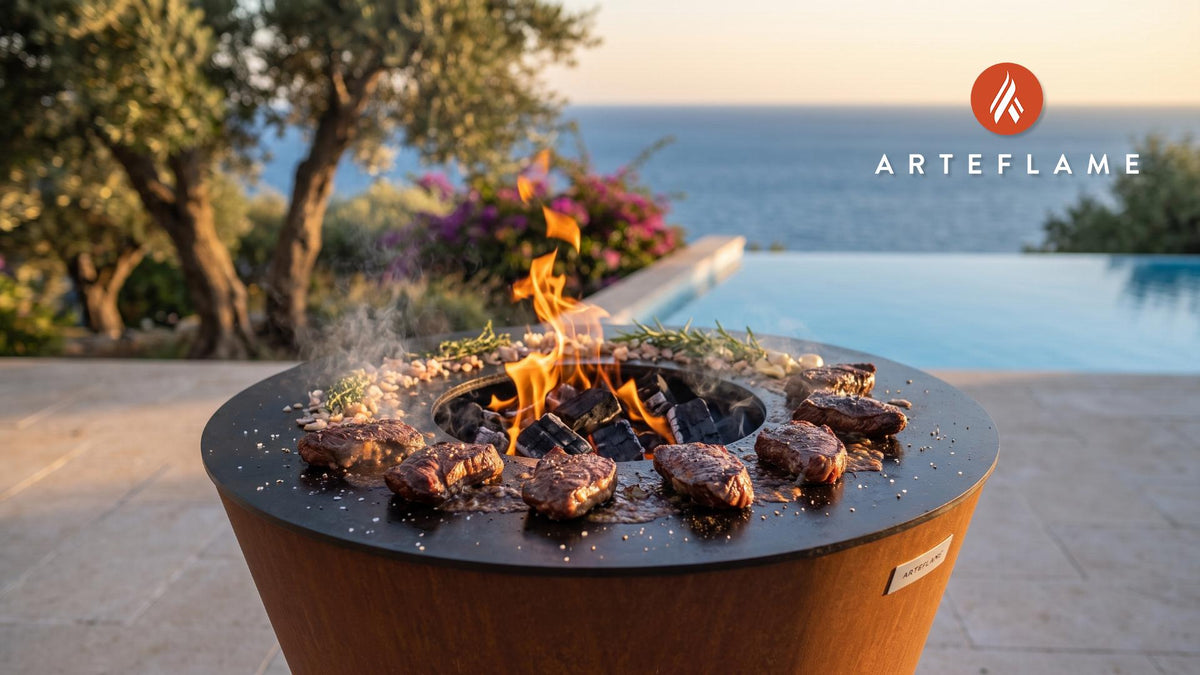 Juicy Grilled Hanger Steak (French Style) cooking on an Arteflame grill