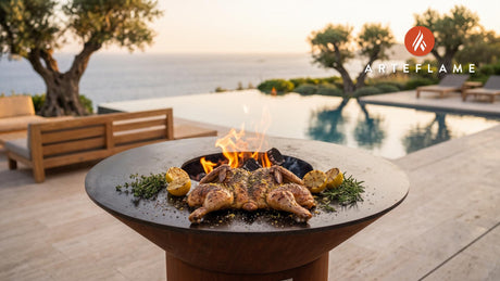Grilled Spatchcock Chicken cooking on an Arteflame grill
