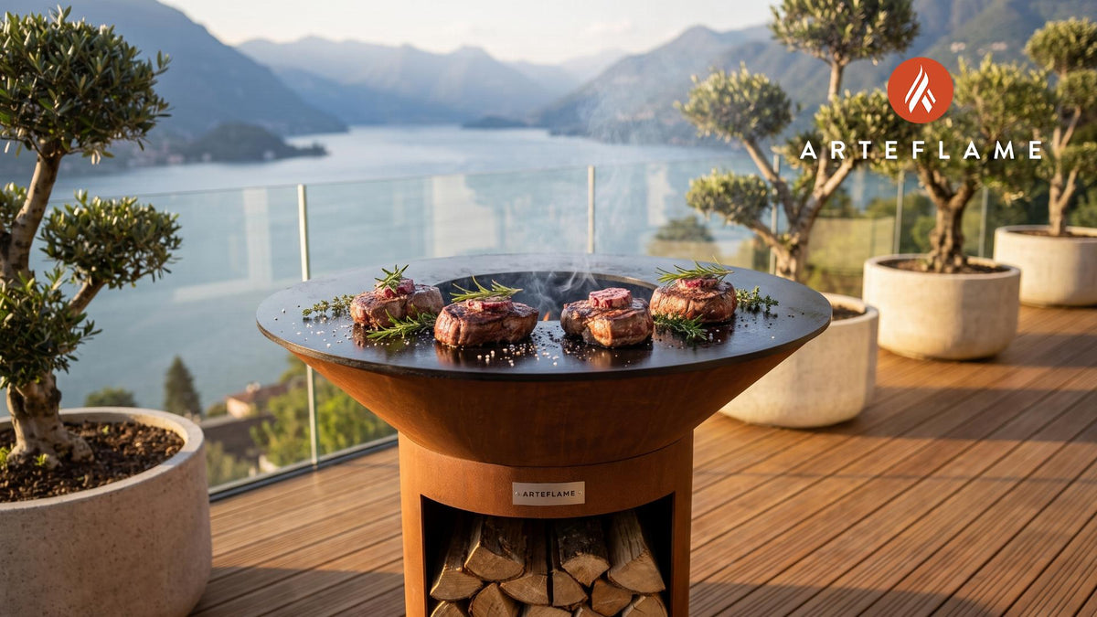 Grilled Beef Tenderloin with Red Wine Butter (French Style) cooking on an Arteflame grill
