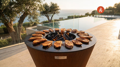 Cinnamon Grilled Sweet Potatoes (French Style) cooking on an Arteflame grill