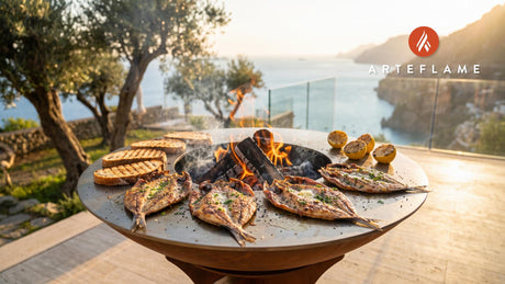 Smoky Grilled Kippers (British Style) cooking on an Arteflame grill
