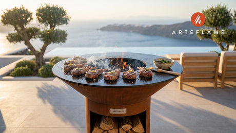 Grilled Lamb Chops with Rosemary Mint Sauce (British Style) cooking on an Arteflame grill