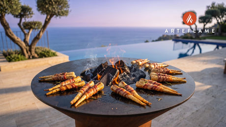 Crispy Bacon Wrapped Parsnips (British Style) cooking on an Arteflame grill